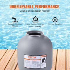 Sand Filter, 19-inch, 482.6mm, Up to 45 GPM Flow Rate, Above Inground Swimming Pool Sand Filter System with 7-Way Multi-Port Valve, Filter, Backwash, Rinse, Recirculate, Waste, Winter, Closed Functions