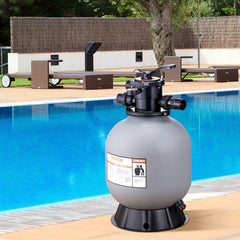 Sand Filter, 19-inch, 482.6mm, Up to 45 GPM Flow Rate, Above Inground Swimming Pool Sand Filter System with 7-Way Multi-Port Valve, Filter, Backwash, Rinse, Recirculate, Waste, Winter, Closed Functions