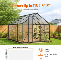 15 Pack Polycarbonate Greenhouse Panels, 2' X 4' X 0.24'' Roof Panels Sheets, Waterproof UV Protected Corrugated Plastic Roofing, Impact Resistance Clear Roofing Sheets for Greenhouse/Garden
