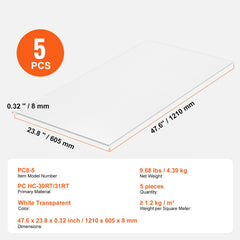 Technical specifications of VEVOR PCB material with dimensions and weight details.