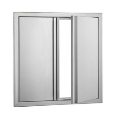 BBQ Access Door, 610x610 mm Double Outdoor Kitchen Door, Stainless Steel Flush Mount Door, Wall Vertical Door with Recessed Handles , for BBQ Island, Grilling Station, Outside Cabinet