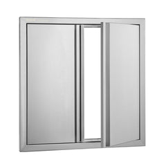 BBQ Access Door, 610x610 mm Double Outdoor Kitchen Door, Stainless Steel Flush Mount Door, Wall Vertical Door with Recessed Handles , for BBQ Island, Grilling Station, Outside Cabinet