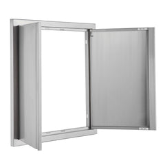 BBQ Access Door, 610x610 mm Double Outdoor Kitchen Door, Stainless Steel Flush Mount Door, Wall Vertical Door with Recessed Handles , for BBQ Island, Grilling Station, Outside Cabinet