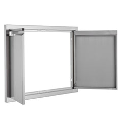 BBQ Access Door, 762x532 mm Double Outdoor Kitchen Door, Stainless Steel Flush Mount Door, Wall Vertical Door with Recessed Handles , for BBQ Island, Grilling Station, Outside Cabinet