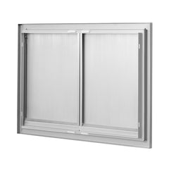BBQ Access Door, 762x532 mm Double Outdoor Kitchen Door, Stainless Steel Flush Mount Door, Wall Vertical Door with Recessed Handles , for BBQ Island, Grilling Station, Outside Cabinet