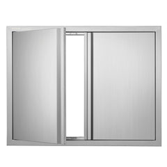 BBQ Access Door, 787x609 mm Double Outdoor Kitchen Door, Stainless Steel Flush Mount Door, Wall Vertical Door with Recessed Handles , for BBQ Island, Grilling Station, Outside Cabinet