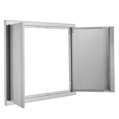 BBQ Access Door, 787x609 mm Double Outdoor Kitchen Door, Stainless Steel Flush Mount Door, Wall Vertical Door with Recessed Handles , for BBQ Island, Grilling Station, Outside Cabinet