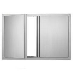 BBQ Access Door, 914x610 mm Double Outdoor Kitchen Door, Stainless Steel Flush Mount Door, Wall Vertical Door with Recessed Handles , for BBQ Island, Grilling Station, Outside Cabinet