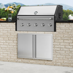 BBQ Access Door, 914x610 mm Double Outdoor Kitchen Door, Stainless Steel Flush Mount Door, Wall Vertical Door with Recessed Handles , for BBQ Island, Grilling Station, Outside Cabinet