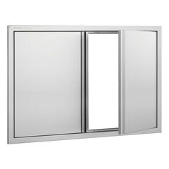 BBQ Access Door, 914x610 mm Double Outdoor Kitchen Door, Stainless Steel Flush Mount Door, Wall Vertical Door with Recessed Handles , for BBQ Island, Grilling Station, Outside Cabinet