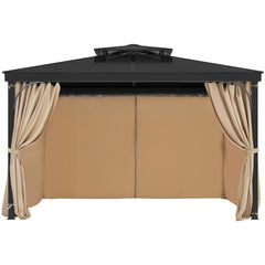 Gazebo Curtains Outdoor, Fit Most 10' x 10' x 6.7' Gazebos, 4-Panel Sidewall Gazebo Privacy Curtains with Zippers, Outdoor Curtain Replacement for Patio Canopy, Only Curtain, Khaki
