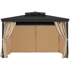 Gazebo Curtains Outdoor, 12' x 10' x 7.3' Gazebos, 4-Panel Sidewall Gazebo Privacy Curtains with Zippers, Outdoor Curtain Replacement for Patio Canopy, Only Curtain, Khaki