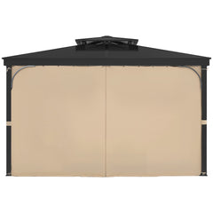 Gazebo Curtains Outdoor, 12' x 10' x 7.3' Gazebos, 4-Panel Sidewall Gazebo Privacy Curtains with Zippers, Outdoor Curtain Replacement for Patio Canopy, Only Curtain, Khaki