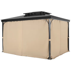 Gazebo Curtains Outdoor, 12' x 10' x 7.3' Gazebos, 4-Panel Sidewall Gazebo Privacy Curtains with Zippers, Outdoor Curtain Replacement for Patio Canopy, Only Curtain, Khaki