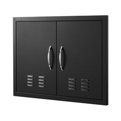 BBQ Access Door,762 x533 mm Double Outdoor Kitchen Door, Cold Plate Flush Mount Door, Wall Vertical Door with Handles and Ventss, for BBQ Island, Grilling Station, Outside Cabinet