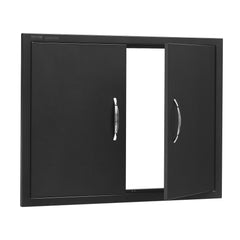 BBQ Access Door, 788x610 mm Double Outdoor Kitchen Door, Cold Plate Flush Mount Door, Wall Vertical Door with Handles, for BBQ Island, Grilling Station, Outside Cabinet