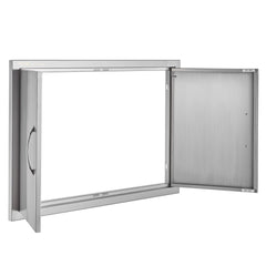 BBQ Access Door, 838x558 mm Double Outdoor Kitchen Door, Stainless Steel Flush Mount Door, Wall Vertical Door with Handles, for BBQ Island, Grilling Station, Outside Cabinet