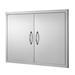 BBQ Access Door, 889x610 mm Double Outdoor Kitchen Door, Stainless Steel Flush Mount Door, Wall Vertical Door with Handles, for BBQ Island, Grilling Station, Outside Cabinet