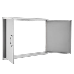 BBQ Access Door, 889x610 mm Double Outdoor Kitchen Door, Stainless Steel Flush Mount Door, Wall Vertical Door with Handles, for BBQ Island, Grilling Station, Outside Cabinet