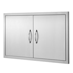 BBQ Access Door, 915x533 mm Double Outdoor Kitchen Door, Stainless Steel Flush Mount Door, Wall Vertical Door with Handles, for BBQ Island, Grilling Station, Outside Cabinet