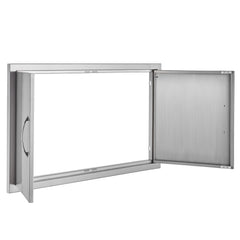 BBQ Access Door, 915x533 mm Double Outdoor Kitchen Door, Stainless Steel Flush Mount Door, Wall Vertical Door with Handles, for BBQ Island, Grilling Station, Outside Cabinet