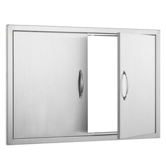 BBQ Access Door, 915x610 mm Double Outdoor Kitchen Door, Stainless Steel Flush Mount Door, Wall Vertical Door with Handles, for BBQ Island, Grilling Station, Outside Cabinet