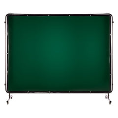 Welding Screen with Frame, 3-Panel 1.74 x 2.34m Welding Curtain Screen, Flame-Resistant Vinyl Protection Screens with 12 Wheels & 6-Level UV Protection for Workshop/Industrial Use, Dark Green