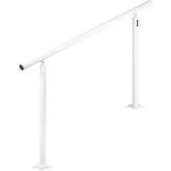 Outdoor Stair Railing Kit, 5 FT Handrails 0-5 Steps, Adjustable Angle White Aluminum Stair Hand Rail for The Elderly, Handrails for Outdoor Steps