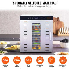 10 Trays Food Dehydrator Machine Stainless Steel 1000W Jerky Fruit Drying