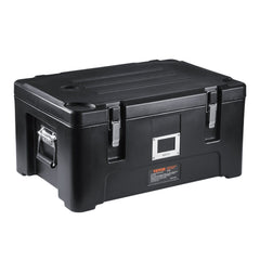 Insulated Food Pan Carrier, 36Qt Capacity, Stackable Catering Hot Box with 3 Stainless Steel Pans, Top Load LLDPE Food Warmer with Elastic Side Handles and Buckles, for Restaurant Canteen, Black