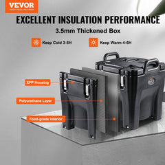 Insulated Food Carrier, 30L Capacity, Stackable Catering Hot Box with Stainless Steel Barrel, Top Load LLDPE Food Warmer with Integral Handles Buckles Stationary Base, for Restaurant Canteen, B