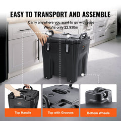 Insulated Food Carrier, 30L Capacity, Stackable Catering Hot Box with Stainless Steel Barrel, Top Load LLDPE Food Warmer with Integral Handles Buckles Stationary Base, for Restaurant Canteen, B