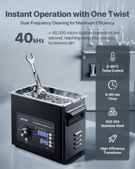 3L Ultrasonic Cleaner, Professional Ultrasonic Cleaner Machine with Knob Control, Stainless Steel Cleaning Machine with Basket and Cleaning Ball, for Watches, Razors, Jewelry, Coins and More