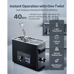 6L Ultrasonic Cleaner, Professional Ultrasonic Cleaner Machine with Knob Control, Stainless Steel Cleaning Machine with Basket and Cleaning Ball, for Watches, Razors, Jewelry, Coins and More
