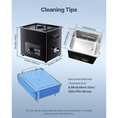 10L Ultrasonic Cleaner, Professional Ultrasonic Cleaner Machine with Knob Control, Stainless Steel Cleaning Machine with Basket and Cleaning Ball, for Watches, Razors, Jewelry, Coins and More