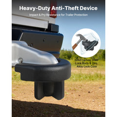 Trailer Hitch Lock, Compatible with 50.8 mm Couplers, Heavy-Duty Anti-Theft Trailer Ball Lock with 3 Keys, Prying-Resistant & Impact-Resistant, Fits for RVs, Boats, Off-Road Vehicles, Trailers