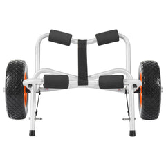 Kayak Cart, 113.4 kg Load Capacity, Foldable Kayak Trolley with 25.4 cm Solid Rubber Tires & 1 Ratchet Strap, Paddle Board Trolley for Carrying Kayaks, Canoes, Paddleboards, Float Mats,Jon Boats