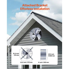 380 mm Gable Mount Fan 1300 CFM Attic Vent Fan with Adjustable Thermostat