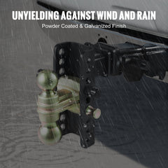 Adjustable Trailer Hitch, 152.4 mm Drop & 114.3 mm Rise Hitch Ball Mount with 50.8 mm Receiver, Solid Tube, 6350 kg GTW, 50.8 mm and 58.7 mm 45# Steel Tow Balls with Key Lock for Truck Towing
