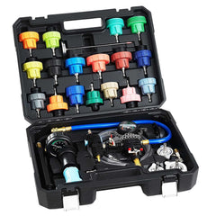 Coolant Pressure Tester Kit, 47Pcs Radiator Vacuum Refill Kit with 3 Metal Adapters, Universal Fit, Automotive Cooling System Pressure Tester Tool, with Pressures Pump & Plastic Filler
