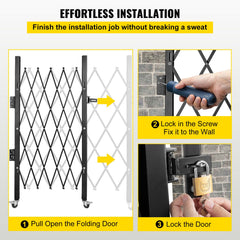 Single Folding Security Gate Folding Door Gate 37"W x 48"H Scissor Gate