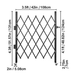 Single Folding Security Gate Folding Door Gate 37"W x 48"H Scissor Gate