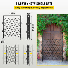 Single Folding Security Gate Folding Door Gate 37"W x 48"H Scissor Gate