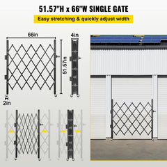 Single Folding Security Gate Folding Door Gate 48"H x 66"W Scissor Gate