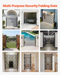 Single Folding Security Gate, 85" H x 95" W Folding Door Gate, Steel Accordion Security Gate, Flexible Expanding Security Gate, Rolling Barricade Gate, Scissor Gate/Door with Padlock