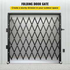 Single Folding Security Gate, 85" H x 95" W Folding Door Gate, Steel Accordion Security Gate, Flexible Expanding Security Gate, Rolling Barricade Gate, Scissor Gate/Door with Padlock