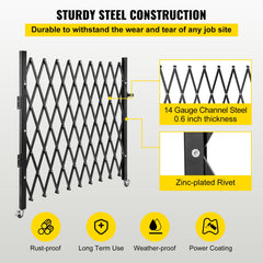 Single Folding Security Gate, 85" H x 95" W Folding Door Gate, Steel Accordion Security Gate, Flexible Expanding Security Gate, Rolling Barricade Gate, Scissor Gate/Door with Padlock
