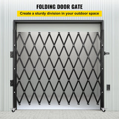 Single Folding Security Gate, 216 x 221 cm Folding Door Gate, Steel Accordion Security Gate, Flexible Expanding Security Gate, 360 degree Rolling Barricade Gate, Scissor Gate/Door with Padlock