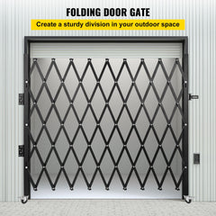 Single Folding Security Gate, 216 x 221 cm Folding Door Gate, Steel Accordion Security Gate, Flexible Expanding Security Gate, 360 degree Rolling Barricade Gate, Scissor Gate/Door with Padlock
