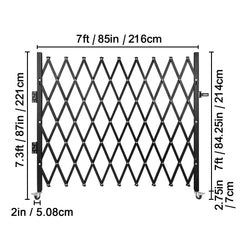 Single Folding Security Gate, 216 x 221 cm Folding Door Gate, Steel Accordion Security Gate, Flexible Expanding Security Gate, 360 degree Rolling Barricade Gate, Scissor Gate/Door with Padlock